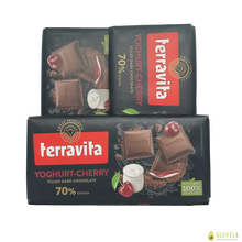 Kép 3/3 - Terravita 70 %-os étcsokoládé tábla-Meggyes-joghurtos 100 gr
