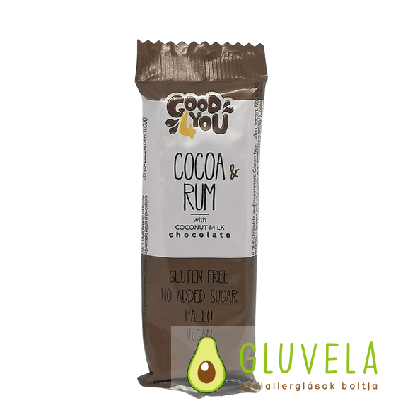 Good4You Kakaós-rumos ízű szelet kókusztejes csokoládéval mártva, édesítőszerekkel 25g