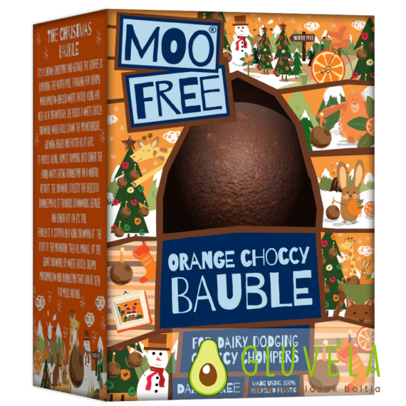 Moo Free Karácsonyi Tejmentes Narancsos Csokoládé gömb 65g