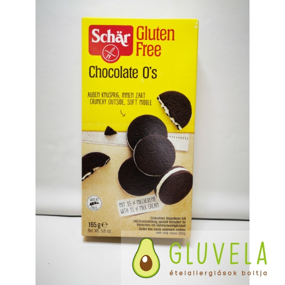 Schär Chocolate O's gluténmentes kakaós keksz tejkrémes töltelékkel 165 gr